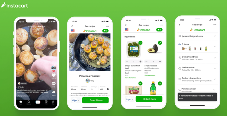 Mit der neuen Funktion „Einkaufbare Rezepte von Instacart koennen Ersteller