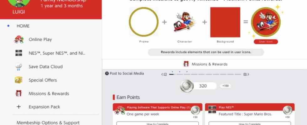 Switch Online Missions Rewards Update Fuegt Profilanpassung hinzu