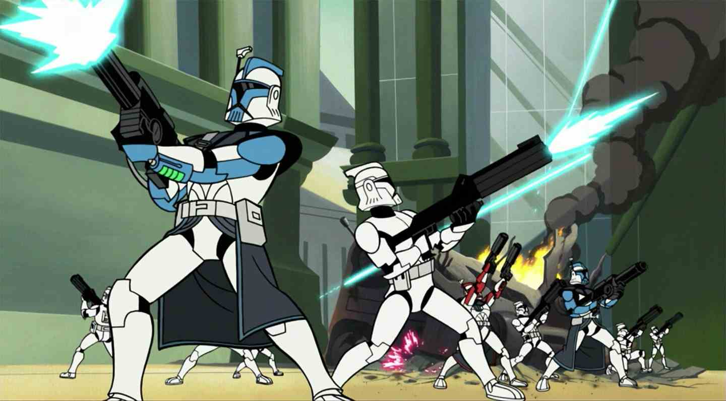 Der Film Star Wars: The Clone Wars aus dem Jahr 2008, Dave Filoni, George Lucas, zerstörte die EU-Kontinuitätskanonüberlieferung des erweiterten Universums mit Änderungen, die dem Cartoon von Genndy Tartakovsky unterlegen waren