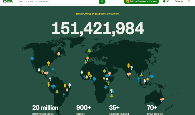 Ecosia bekommt einen neuen Look waehrend es sich auf eine