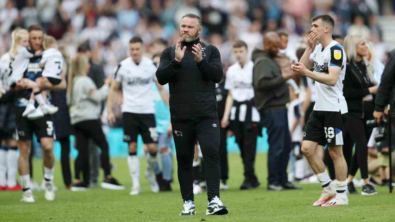 Wayne Rooney am 7. Mai nach dem Spiel von Derby County gegen Cardiff City.