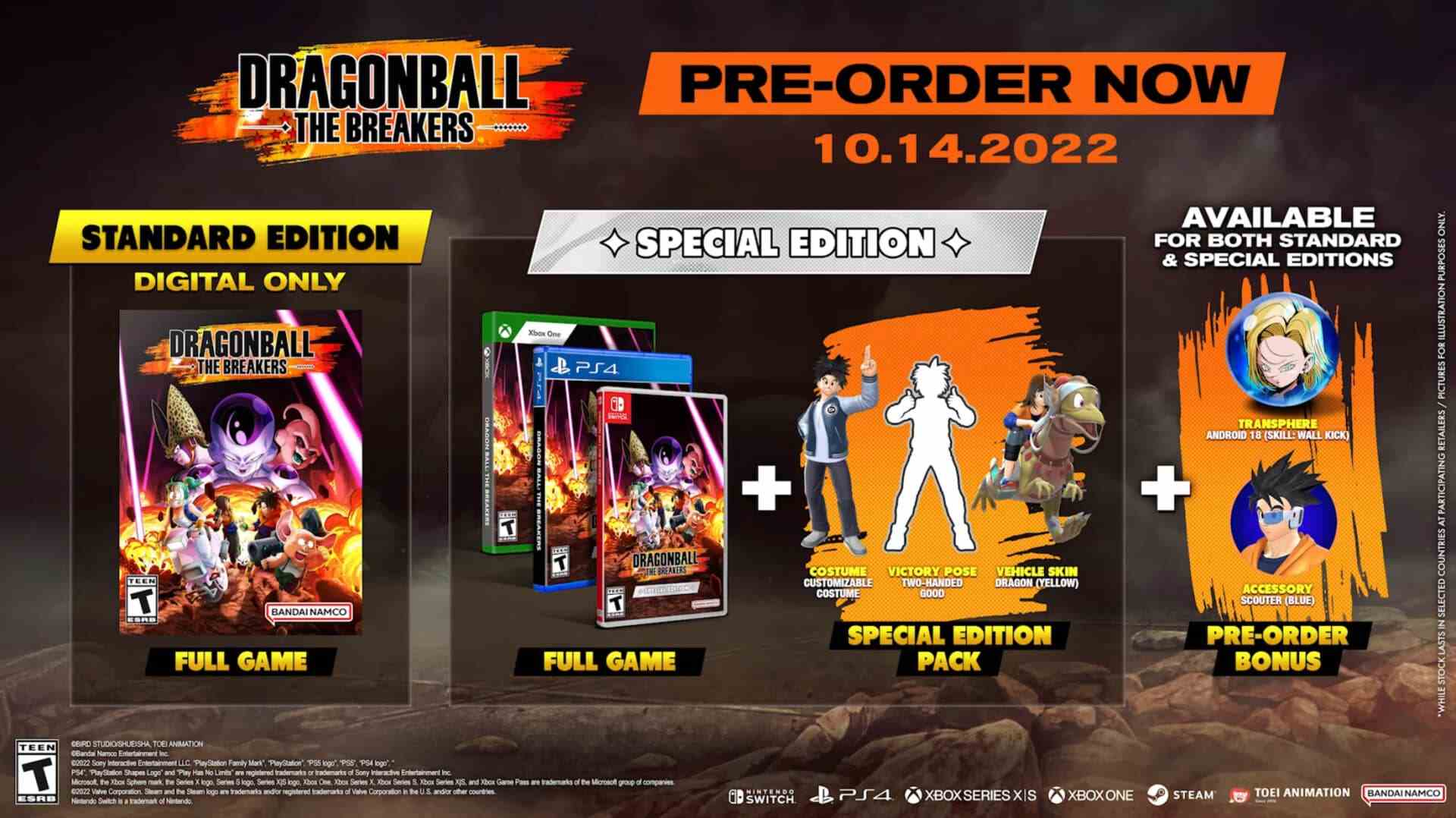 Dragon Ball: The Breakers Veröffentlichungsdatum Oktober 2022 Versionen Standard Digital Special Limited Collector Edition Bandai Namco Dimps Frieza enthüllen Trailer Namek