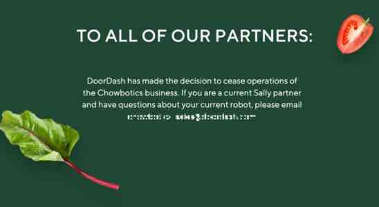 Doordash hat letztes Jahr Chowbotics gekauft jetzt schliesst es das