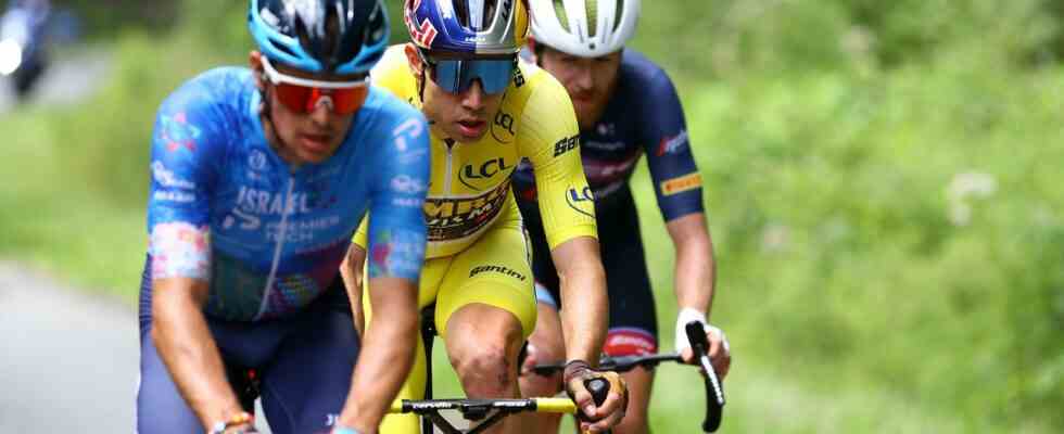 Van Aert sieht lange Flugstraende und hat gelb an beeindruckendes