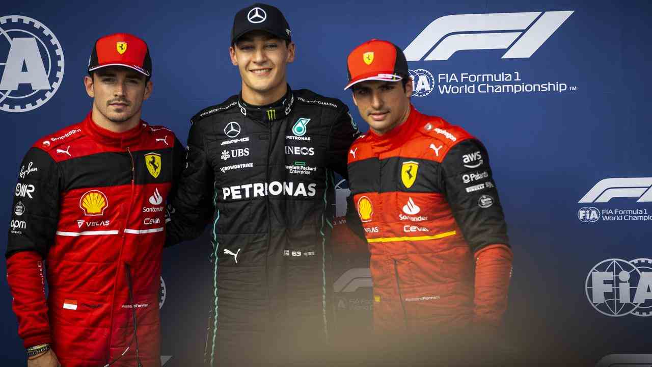 George Russell verhinderte für Ferrari eine volle Startreihe in der ersten Reihe.