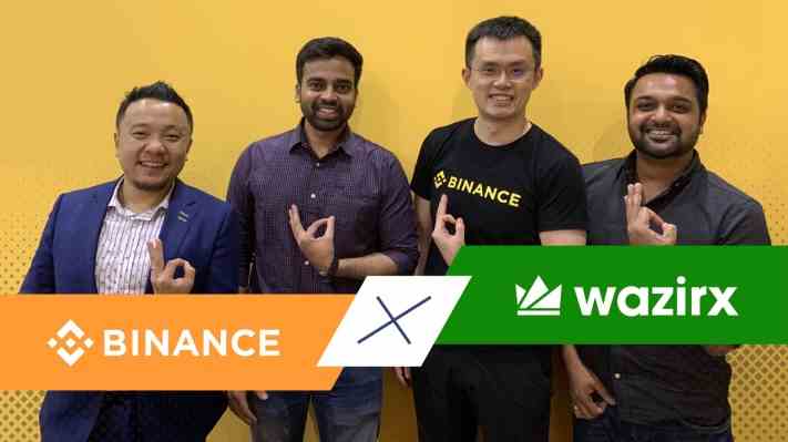 Binance sagt dass es die indische Boerse WazirX Jahre nach