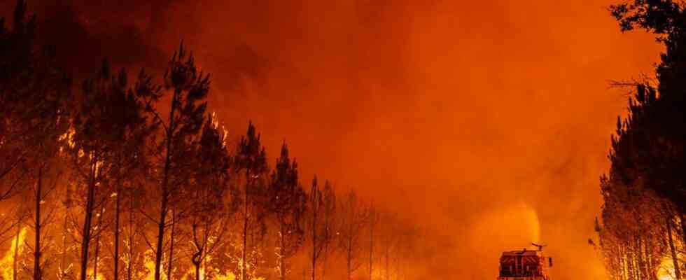 Deutsche Feuerwehrleute helfen franzoesischen Kollegen bei der Bekaempfung von Waldbraenden