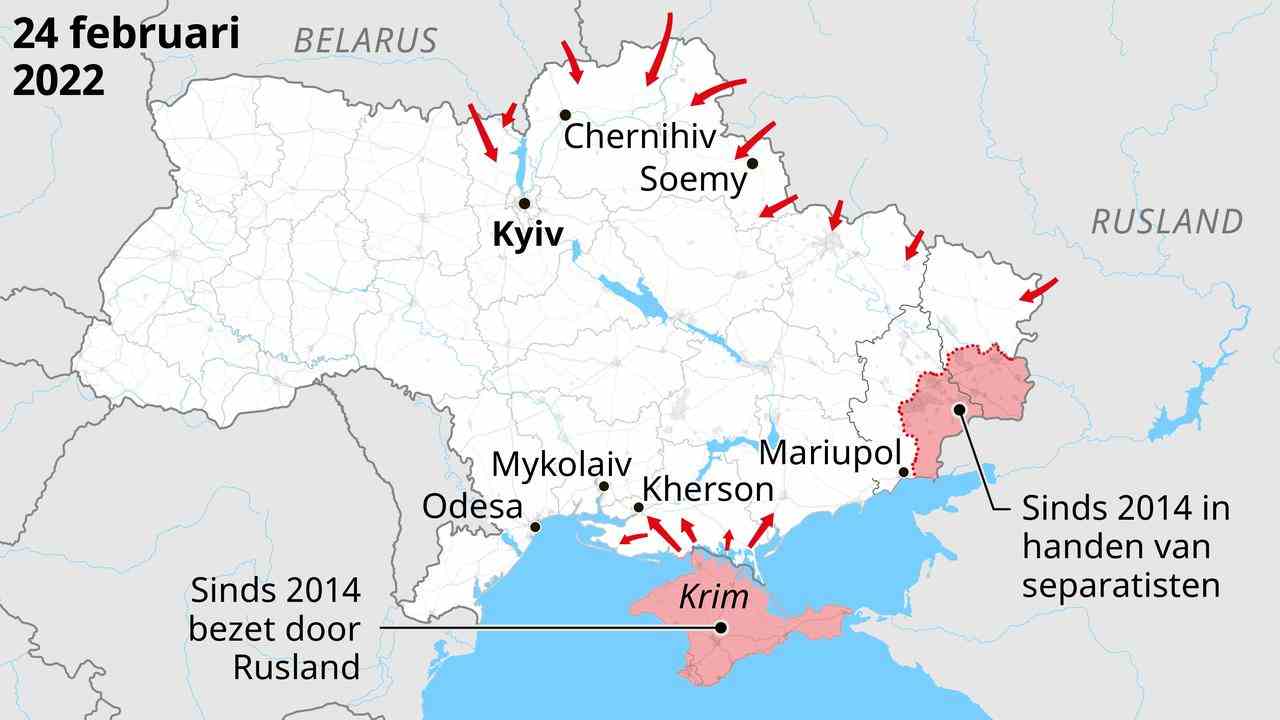 Russland marschiert am 24. Februar von mehreren Seiten in die Ukraine ein.