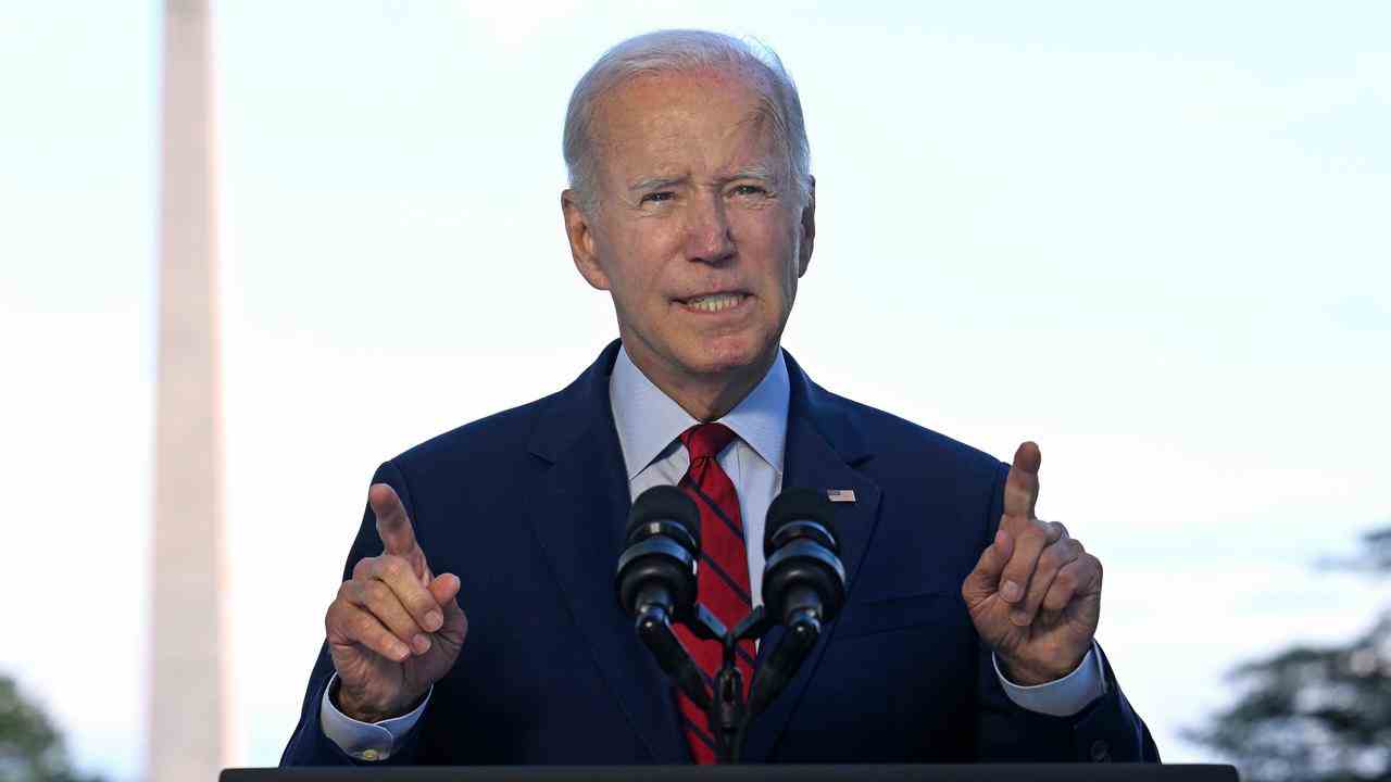 Präsident Biden während seiner Rede, in der er den Tod des Anführers der Terrororganisation Al-Qaida ankündigte.