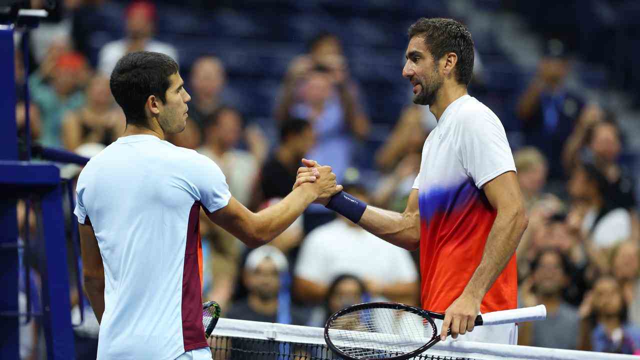 Marin Cilic musste sich Carlos Alcaraz in fünf Sätzen geschlagen geben.