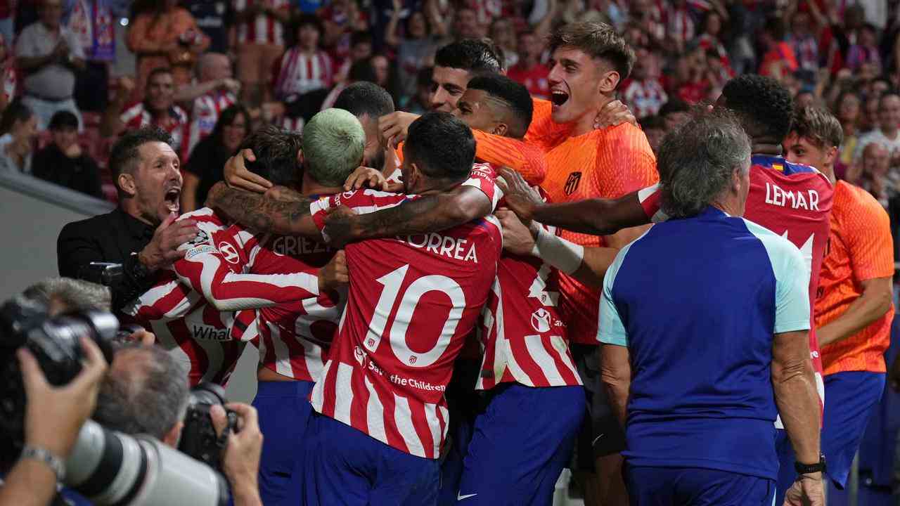 Groß war die Freude bei Atlético Madrid nach dem Siegtor von Antoine Griezmann.