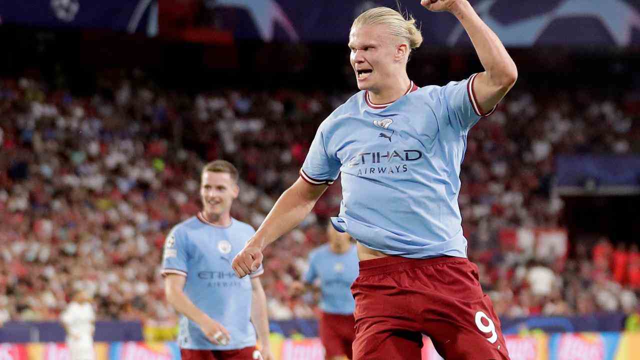 Auch dank zweier Tore von Erling Haaland gewann Manchester City mit 0:4 gegen Sevilla.