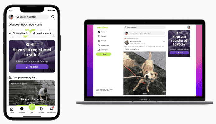 Nextdoor und Voteorg gehen Partnerschaft ein um die Wahlbeteiligung fuer