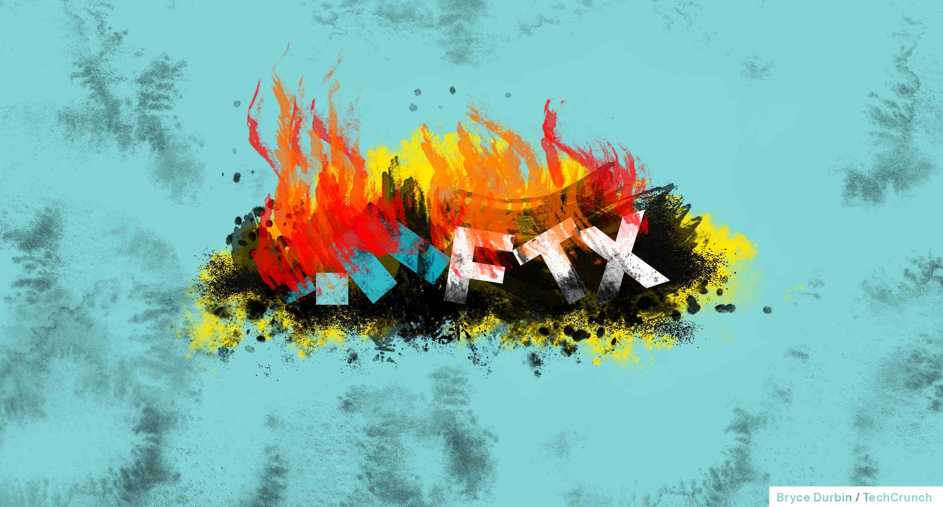 FTX-Logo kaputt und in Brand