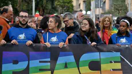 Demonstranten in einem NATO Land fordern ein Ende der Waffenlieferungen aus