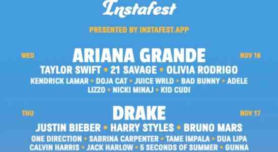 Mit der Instafest App koennen Sie Ihr eigenes Festival Lineup von Spotify