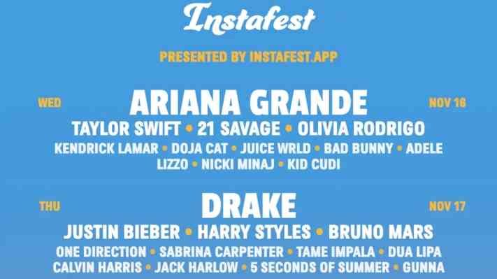 Mit der Instafest App koennen Sie Ihr eigenes Festival Lineup von Spotify