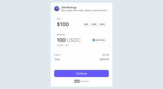 Stripe kuendigt Fiat zu Krypto Onramp Widget an • Tech