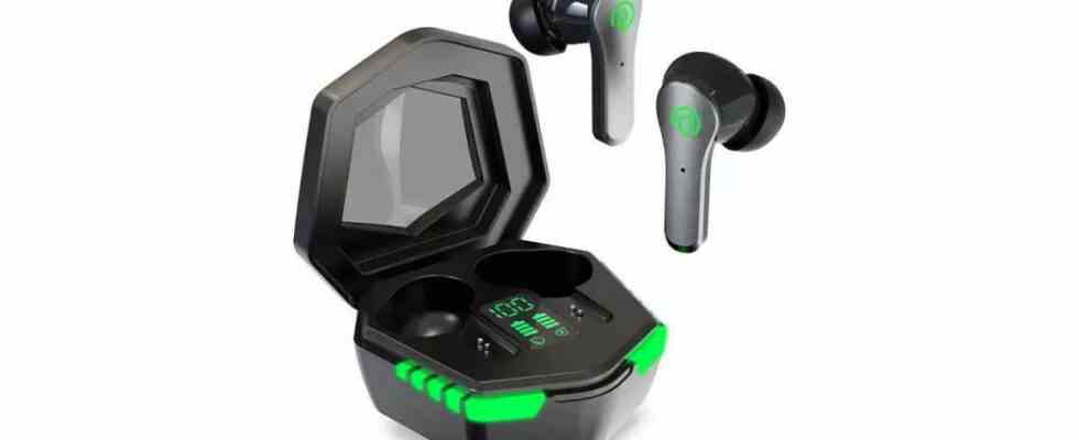 Ptron Bassbuds Epische echte kabellose Ohrhoerer mit wasserfestem Design Gaming Modus