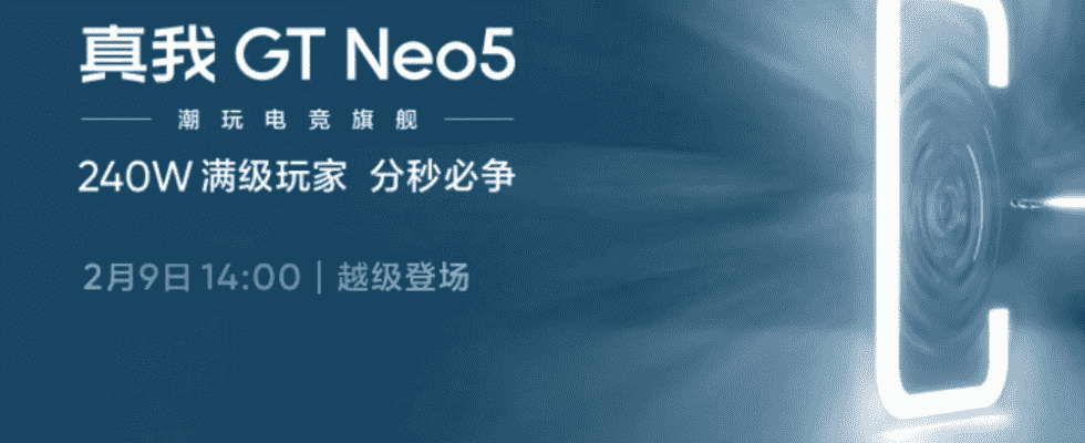 Realme GT Neo5 mit 240 W soll am 9 Februar