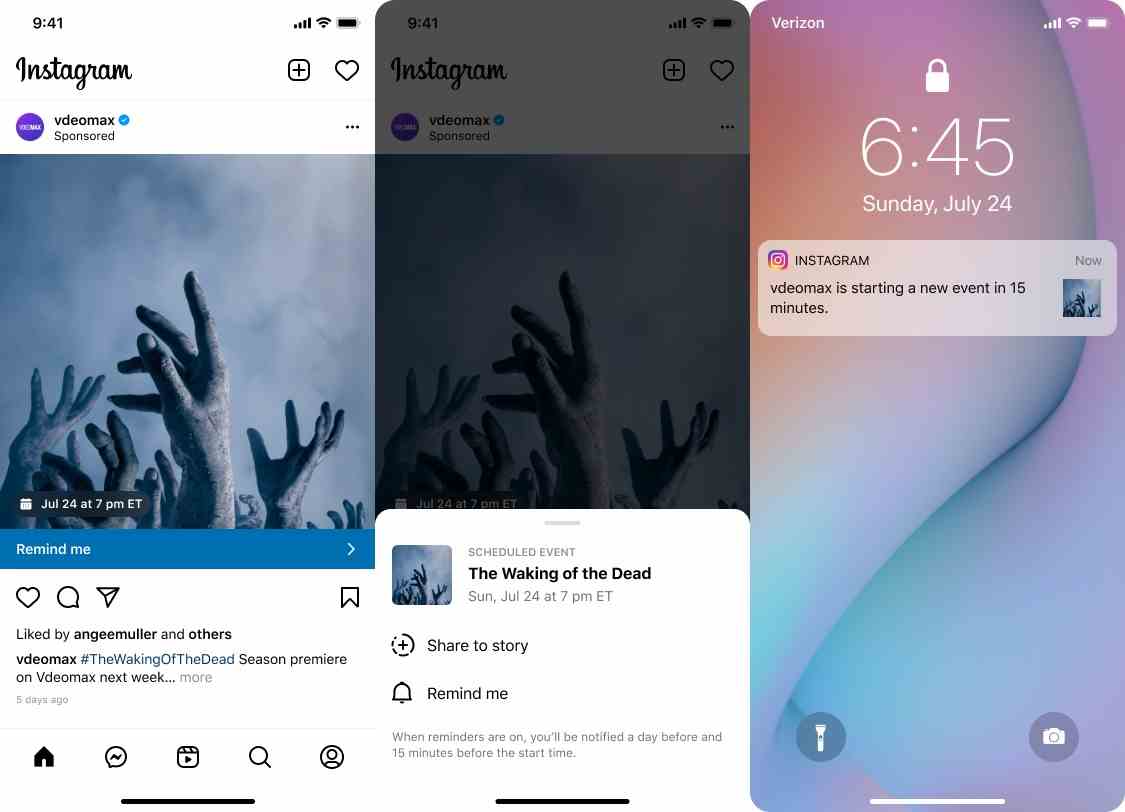 Die neuen Reminder Ads von Instagram