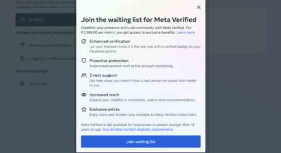 Meta Verified Warteliste wird in Indien eroeffnet Preise Abonnieren und mehr
