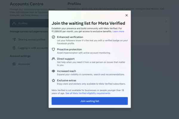 Meta Verified Warteliste wird in Indien eroeffnet Preise Abonnieren und mehr