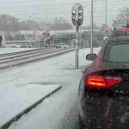 Starker Schneefall auf der Strasse Innere