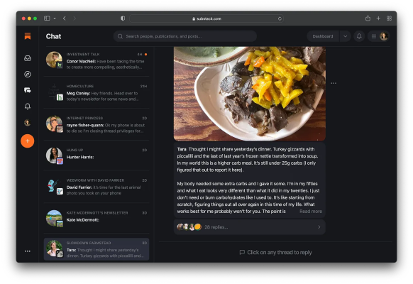 Substack bringt seine „Chat Diskussionsfunktion ins Web