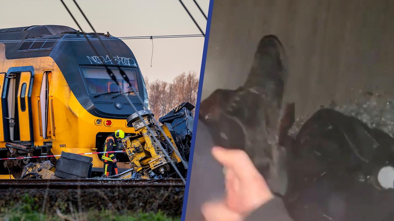 Beeld uit video: Passagier filmt ontsnapping na treinongeval in Voorschoten