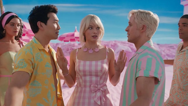 Simu Liu, Margot Robbie, Ryan Gosling