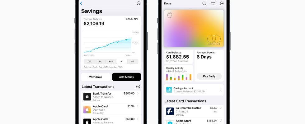Apple fuehrt die Sparkonten der Apple Card mit 415
