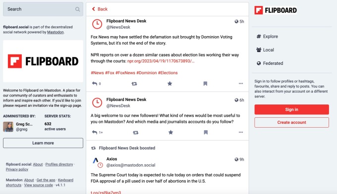 Flipboard bringt redaktionelle Kuration nach Mastodon mit „Schreibtischen fuer Nachrichten