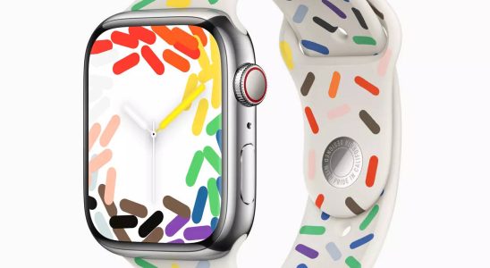 Apple Apple fuehrt ein neues Pride Band ein ein Zifferblatt fuer