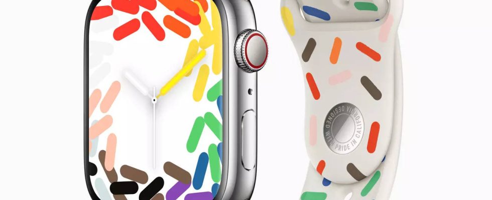 Apple Apple fuehrt ein neues Pride Band ein ein Zifferblatt fuer