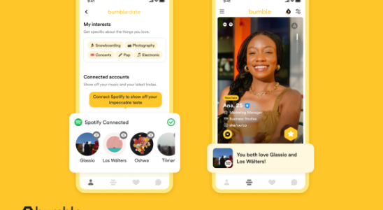 Bumble Benutzer koennen ihre Lieblingskuenstler mit der neuen Spotify Funktion teilen