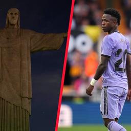 Christusstatue in Rio aus Solidaritaet mit dem rassistisch behandelten Vinicius