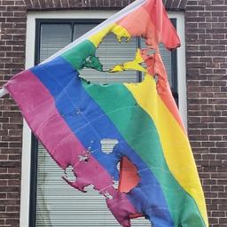 Regenbogenfahne des LGBTIQ Vereins in Delft absichtlich verbrannt Innere