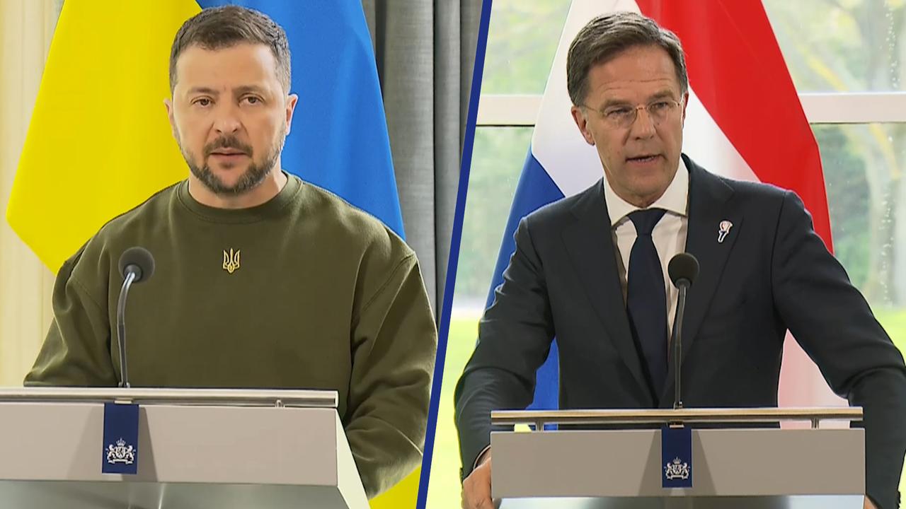 Beeld uit video: Zelensky vraagt om F-16's, volgens Rutte zijn die geen taboe