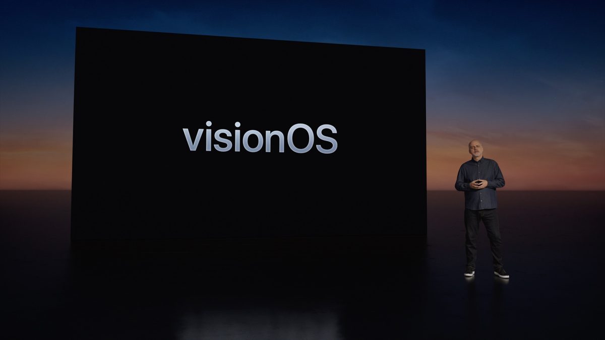 visionOS-Bildschirm auf Apples WWDC 2023-Event