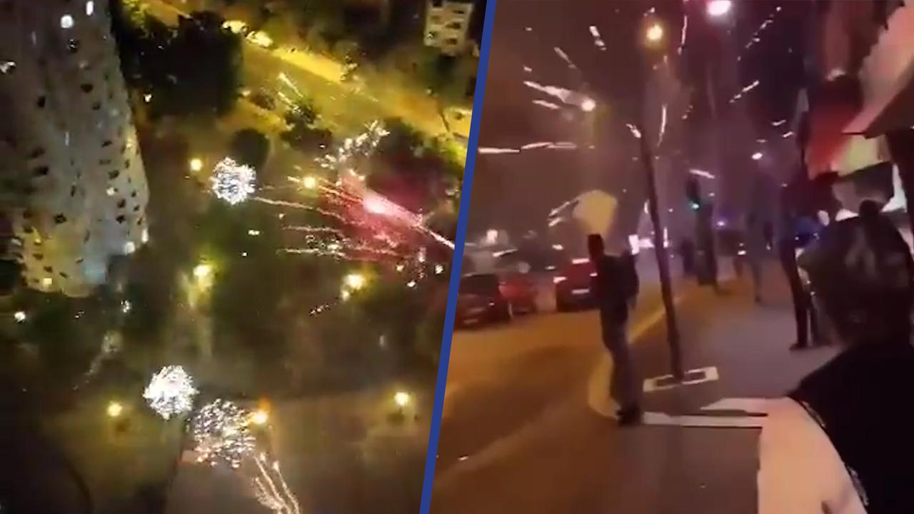 Beeld uit video: Jongeren gooien vuurwerk naar politie in voorstad van Parijs