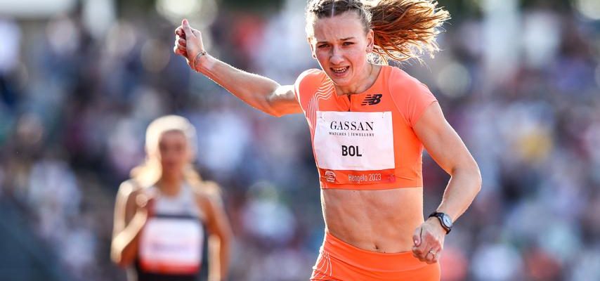 Femke Bol laeuft ueberzeugend und gewinnt 400 Meter bei FBK