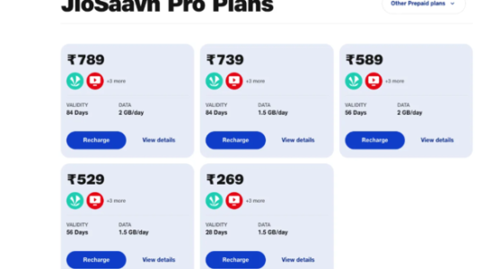 Reliance Jio fuehrt neue Prepaid Plaene mit dem JioSaavn Pro Abonnement ein