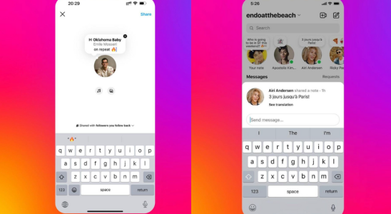 Teilen Sie jetzt Songclips auf Instagram Notes und uebersetzen Sie