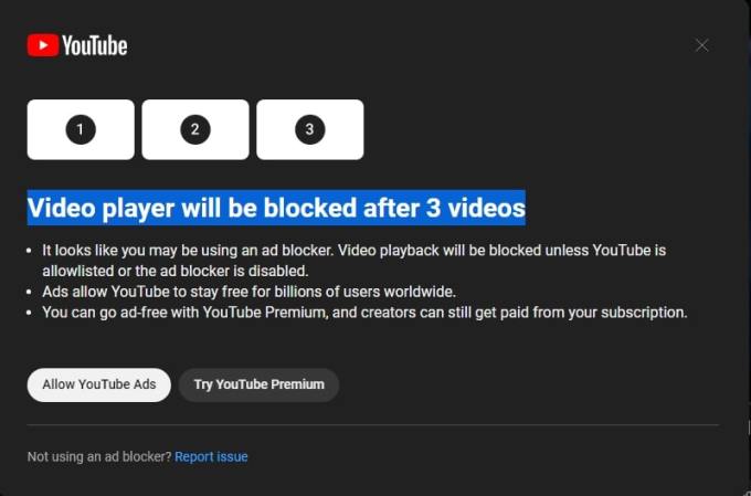 Einschränkung für YouTube-Werbeblocker