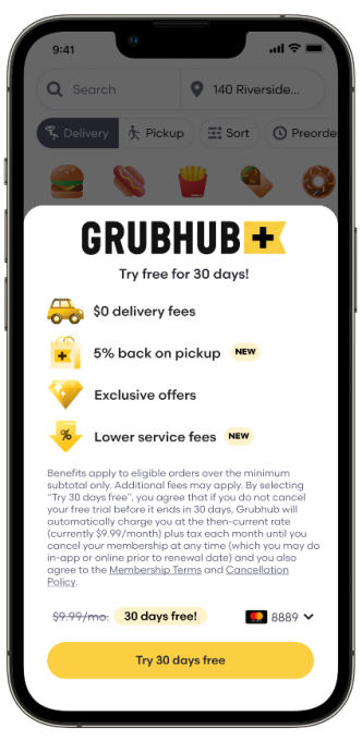 1690291831 920 Grubhub erhaelt unter anderem neue Angebote wie 5 Rueckerstattung