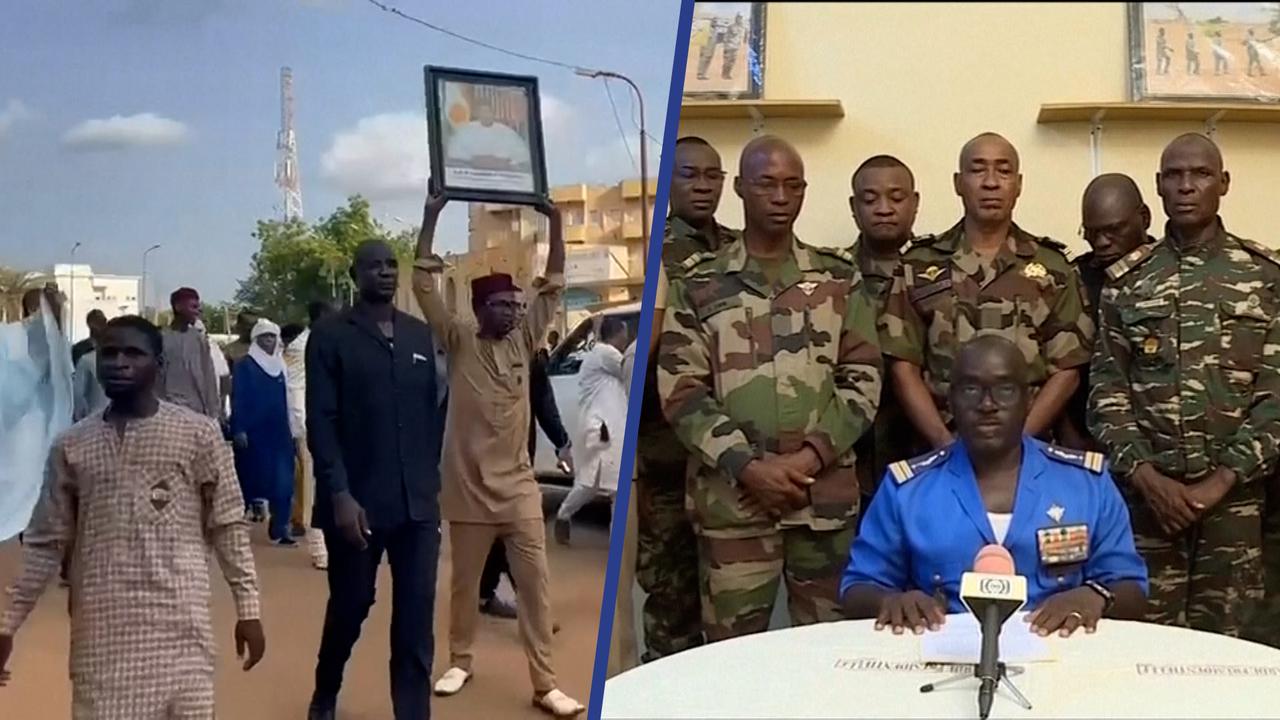 Beeld uit video: Demonstranten gaan de straat op tegen staatsgreep in Niger