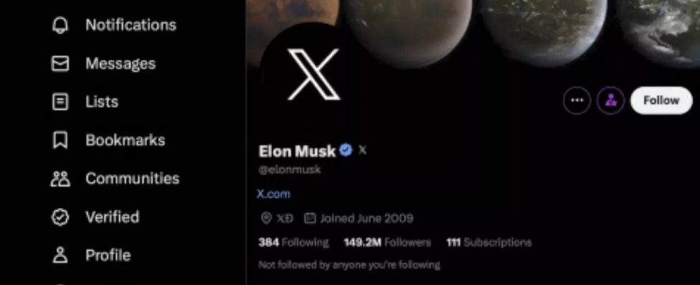 Elon Musk enthuellt neues „X Logo das den blauen Vogel von