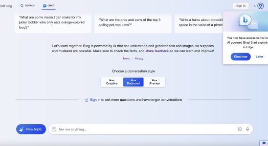 Microsofts Bing Chat kommt in Tests fuer „ausgewaehlte Benutzer auf