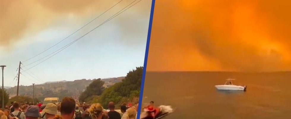 Mindestens tausend Menschen auf der griechischen Insel Rhodos wegen Waldbraenden